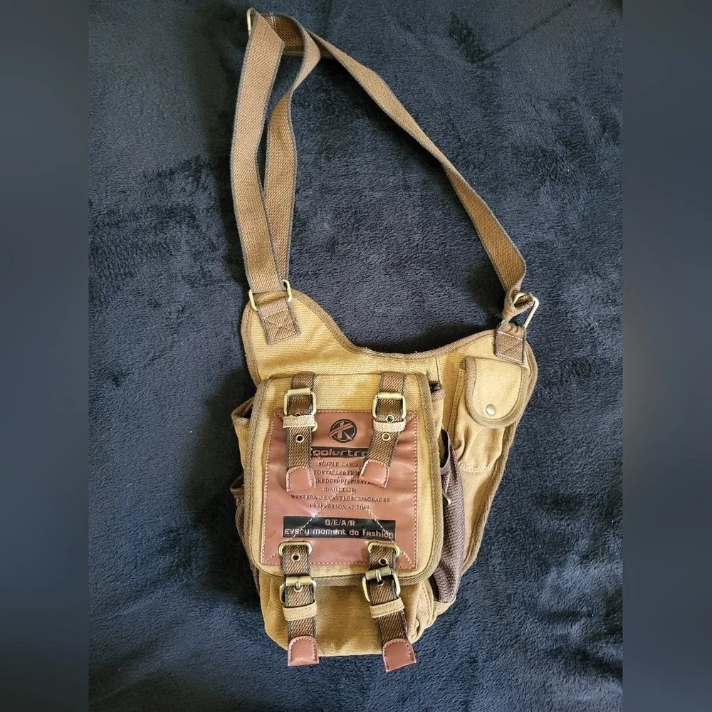 Koolertron Canvas Tan and Brown Bag - Picture 2 of 9